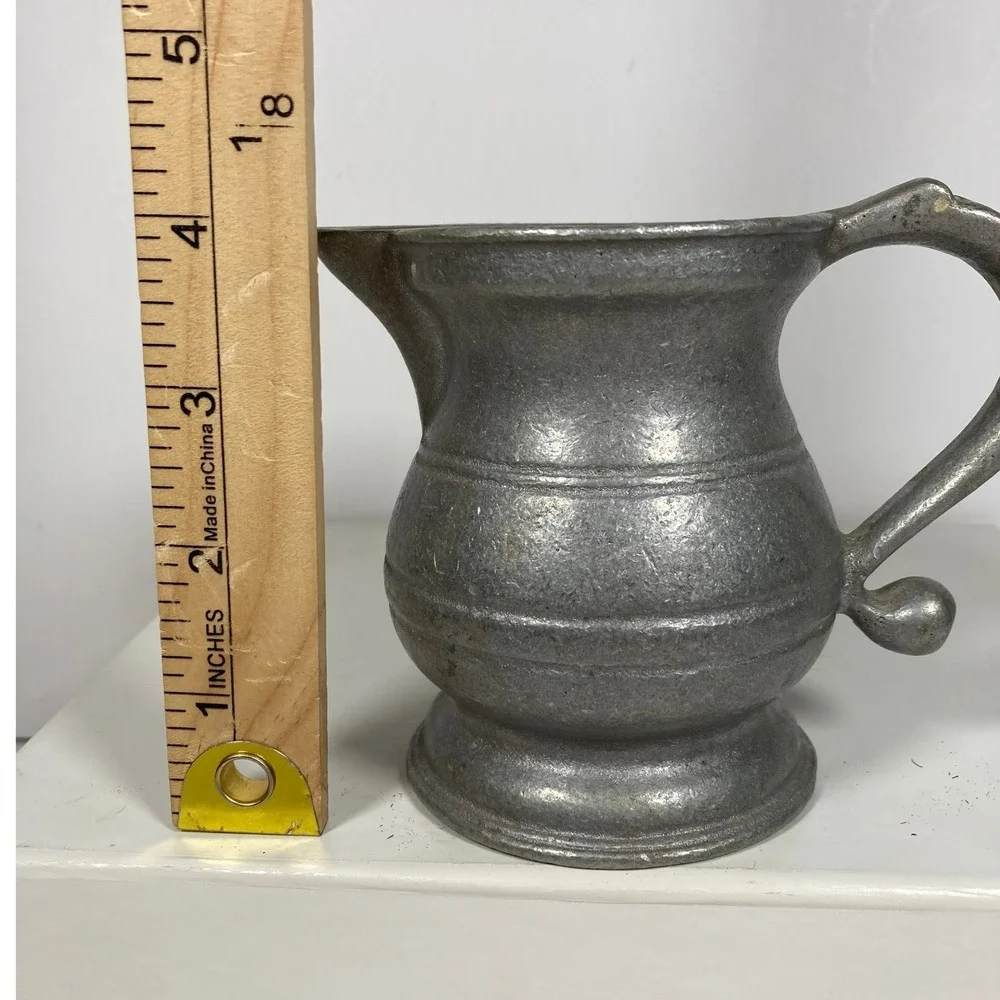 Vintage Small‎ Pewter Style Metal Pitcher Rustic Farmhouse Bud Vase 3.75in